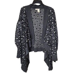 DKNY Jeans Womens Gray Animal Print Open Front Cardigan Long Sleeve Size 14/16W